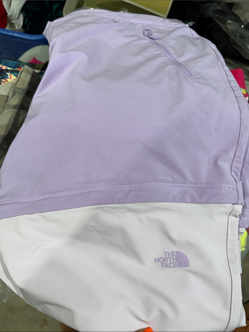 The North Face Lavender and White Windbreaker Convertible shorts